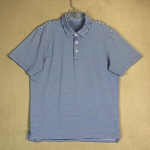 Vineyard Vines Polo Shirt Mens M Blue Striped Performance Golf Short Sleeve